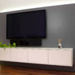 TV-Moebel mit Lowboard und indirekter LED-Beleuchtung