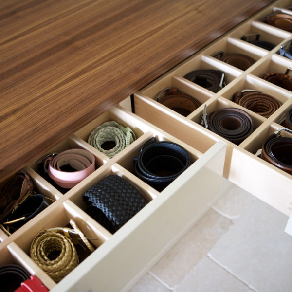 Schubläden mit Fächern für Krawatten und Gürtel